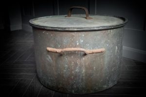 Huge Patinated Copper Cooking Vessel
