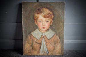 Oil Painting of Young Boy, Signed