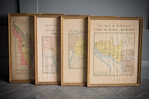 Set of Four French Wine Region Prints, Framed