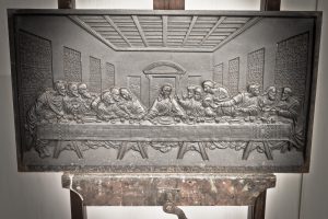Stunning religious plaque depicting "the last supper" with fine detailing in cast iron created by Coalbrookedale