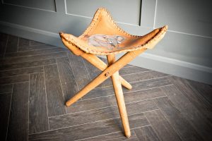 African Elephant Tripod Leather Topped Stool