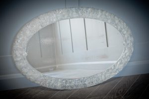 Oval Frosted Mid Century Mirror