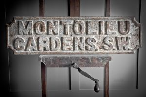Montolieau Gardens SW Cast Iron Road Sign