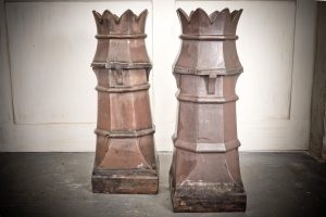 Pair of Crown Sceptered Victorian Chimney Pots