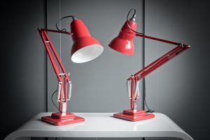 Duo of Anglepoised Red Desk Lamps