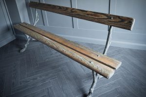 Cast Iron and Pitch Pine Faux Bois Garden Bench